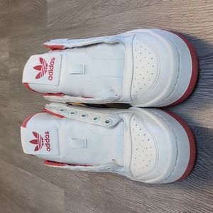 Youth Adidas, white and red. Size 4